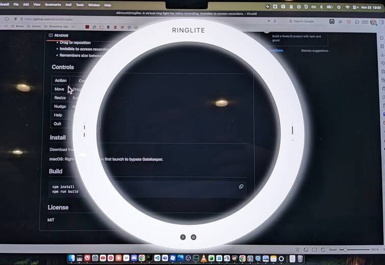 RingLite in action during a video call